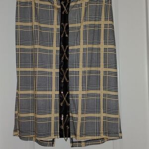 Plaid Lace-Up Leather Trim Women's Skirt